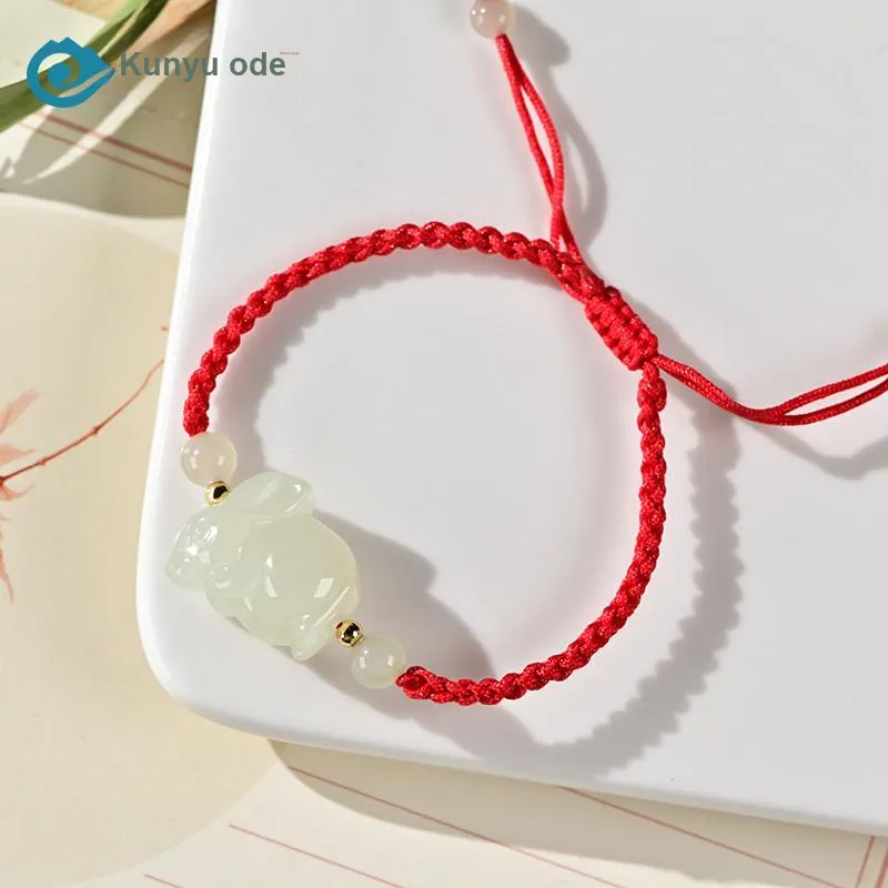 KUNYUYAO Hetian Jade Bracelets Pale Greenish White Jade Unisex-15
