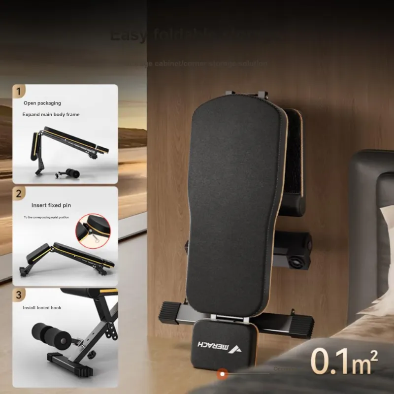 MERACH Dumbbell Bench Supine Board Comprehensive Training Equipment Black Thick Steel Pipe Home Use Unisex-5