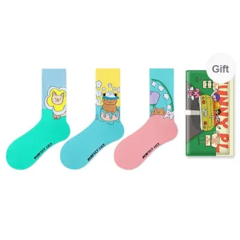 PL Mid Calf Socks Unisex Shopping Bag 3 Pack Mixed Color