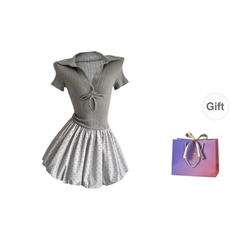 ZWTX STUDIO Short Sleeved Dress Women's Gray-6