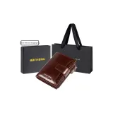 Coffee-Bifold (Oil Wax Top Grain Leather)-Anti-Skimming