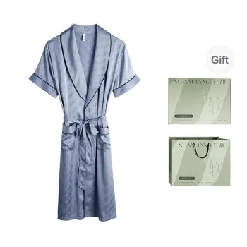 Xuan Liang Sleep Robe Men's Gift Box Set Mist Gray Blue