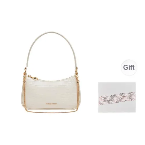 CHARLES&KEITH PU One Shoulder Handbag Small Size Women's Cream Croco Cream/Black Croco Black
