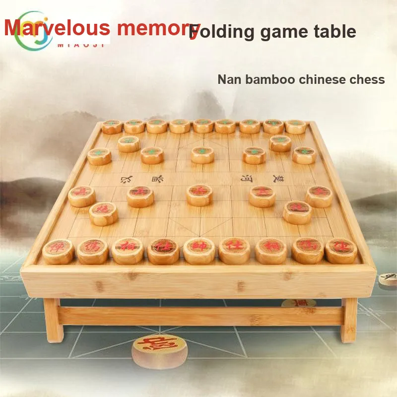 Miao Ji Chinese Chess Bamboo Chessboard Beech Wood Chess Table Board Games-3