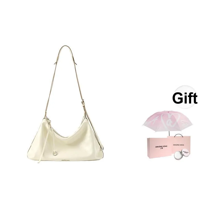AMAZING SONG Cow Leather Hobo Bag, Crossbody Bag, Shoulder Bag Women's Elegant Black/Dark Chocolate/Cream Yellow-0