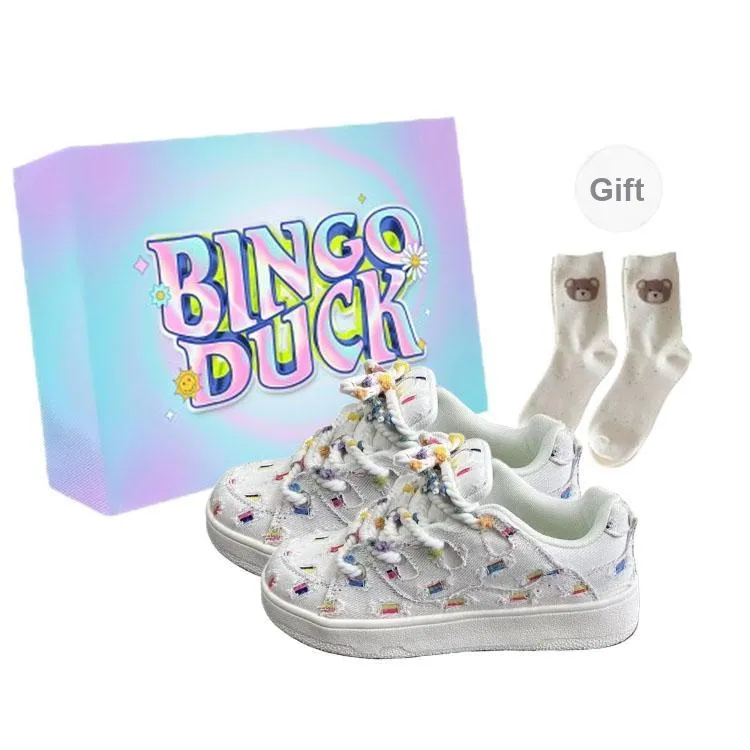 BINGO DUCK Skateboard Shoes Women's White-10