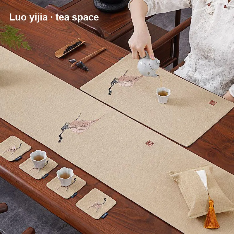 LUOYIJIA Zen New Chinese Style Table Runners Waterproof Tea Mats Luxury High End Coffee Tables Tea Table Mats-1