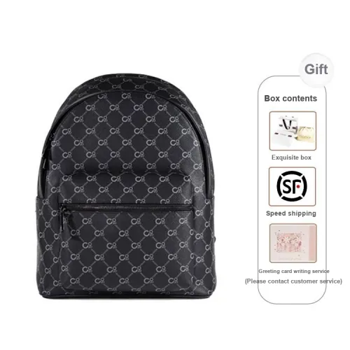 COOGI Cow Leather Backpack Regular Unisex Black Gray