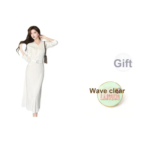 Flowers in water Длинное платье с длинными рукавами Женское