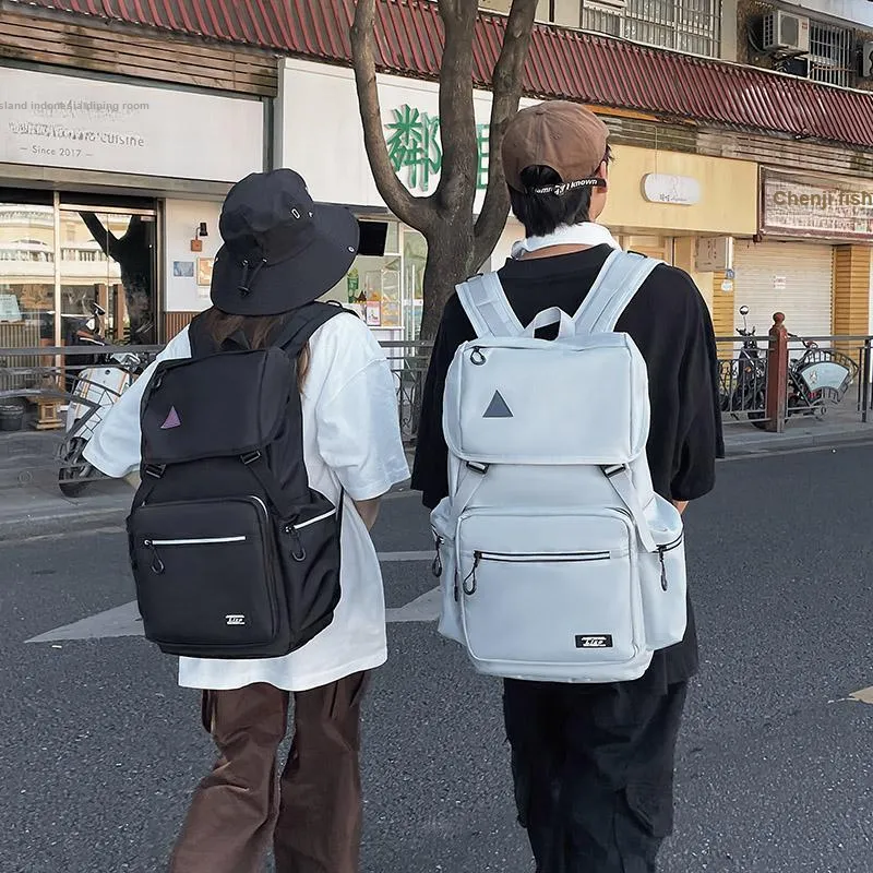 OZUKO Nylon Backpack Travel Unisex Light Gray/Black-2