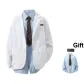 White (Comes with Light Blue Shirt+Brooch)