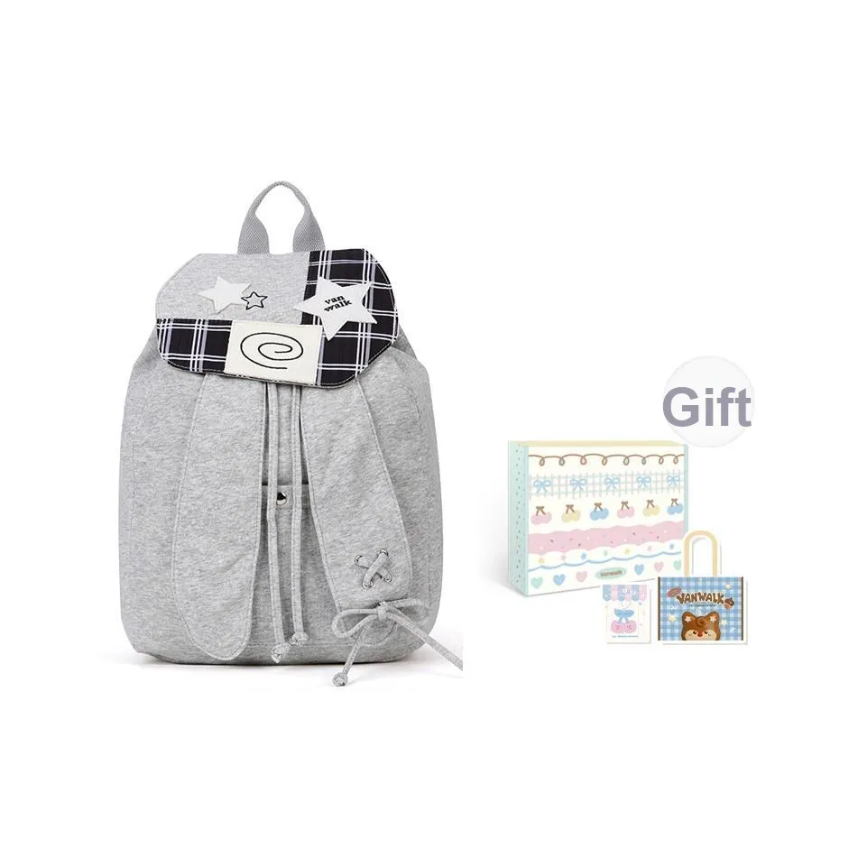 VANWALK Хлопок Рюкзак Большой Женский Цветочный Серый Кролик Крутой Черный Кролик