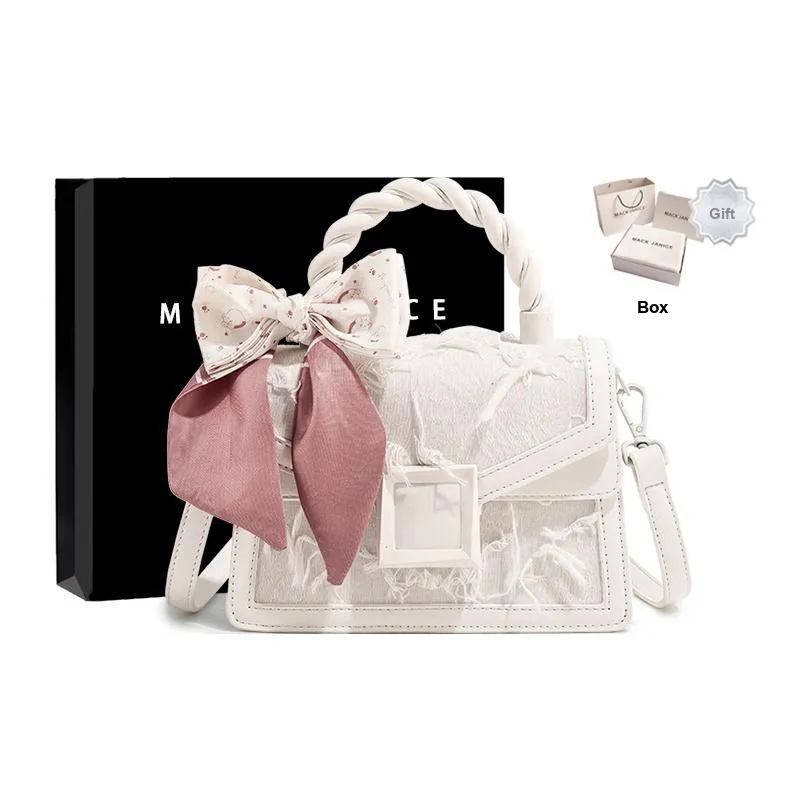 MACKJANICE Canvas Kelly Bag, Shoulder Bag, Handbag Women's Milk White