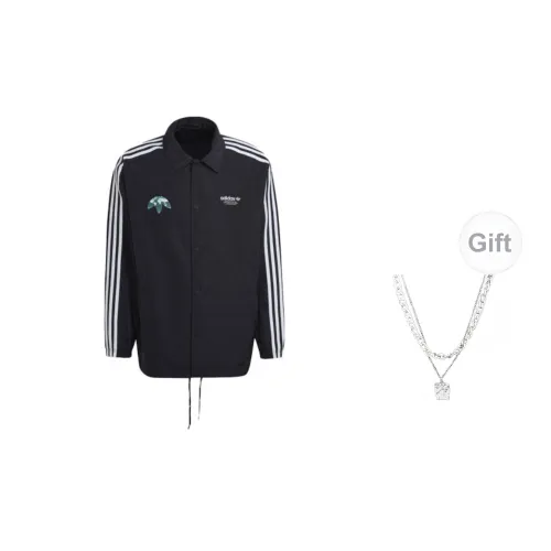 Adidas Originals Clover Series Jackets Men Black Includes Necklaces