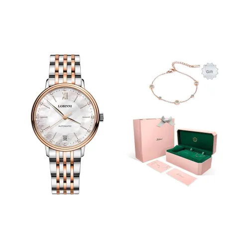 LOBINNI L Автоматический Механический Механизм Нержавеющая Сталь Ремешок Часы Женские Часы Жемчужная Раковина Циферблат