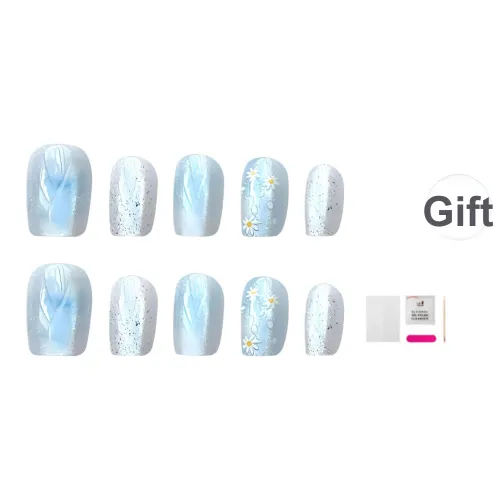 JIABITU Свежий Синий Маленькая Ромашка Съемная Nail Art Короткий ЛАДДЕР Однотонный Стиль Instagram 14 мм