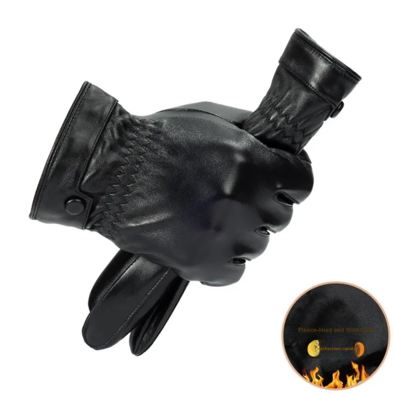 Shanghai Story Sheepskin Knit Gloves Men's Black Gift Box Set-68