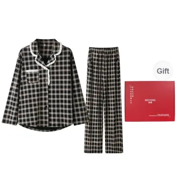 MEITENG Pajama Set Spring And Fall Season Unisex Black