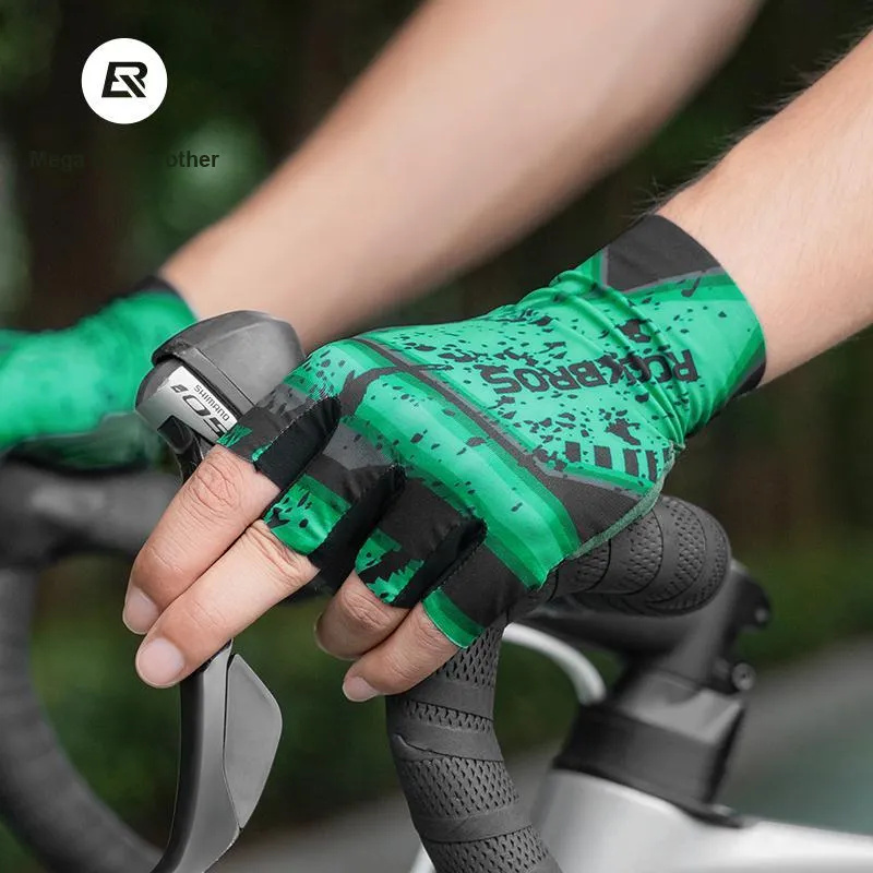 ROCKBROS Riding Equipment Cycling Glove Cycling Unisex Polyester Elastane Nylon PU Black Green-1