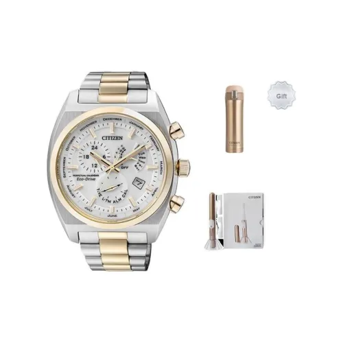 CITIZEN Ecology Drive Collection Светильник Кварцевый механизм Нержавеющая сталь Ремешок Часы Мужские Белый циферблат