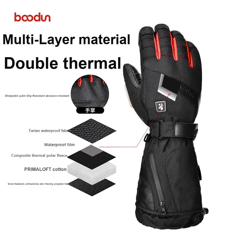BOODUN Riding Equipment Cycling Glove Outdoor Cycling Mountaineering Sports Unisex Sheepskin Black-3