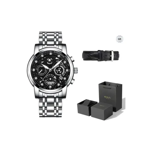 Midnite Star Кварцевый механизм ремешок из нержавеющей стали черный циферблат мужские часы