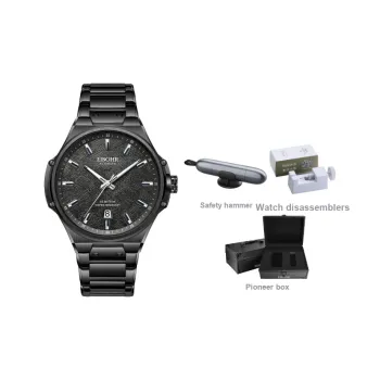 EBOHR Explorer Collection Mechanical Movement Stainless Steel Strap Watch Men's Watches Black Dial