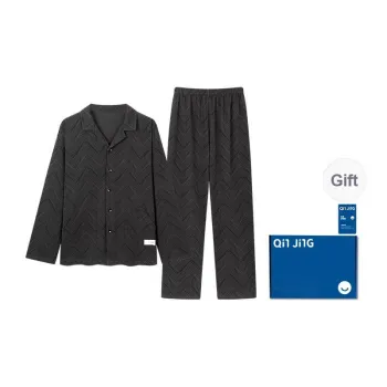 Qin Jing Pajama Set Men's Gift Box Set Dark Gray