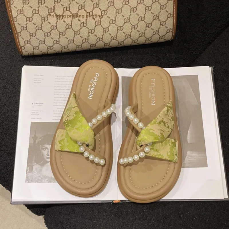 WUJI Rubber Sole Embroidery Slip Resistant Abrasion Resistant Slide Slippers Women's-10