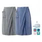 2 Pack Bath Mat[Can Wear Bath Towels, Gray+Blue]+[Toiletry Bag 1 Pc Seamless Hooks 4 Pcs]