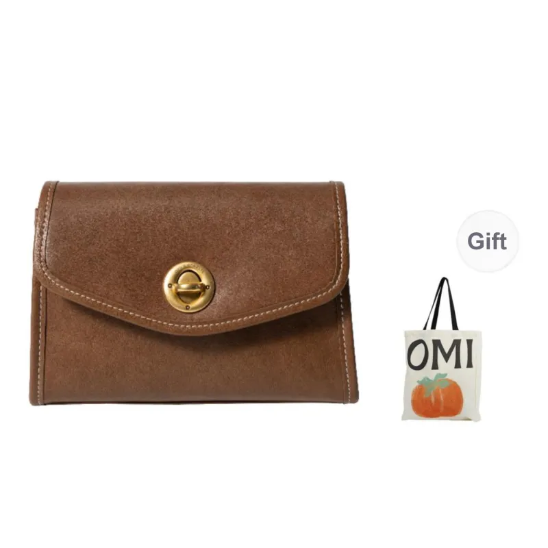 OMI Top Grain Cow Leather Crossbody Bag Women's Pitch Black/Dark Brown/Khaki Brown-6