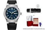 Silver Blue Dial Genuine Leather Strap