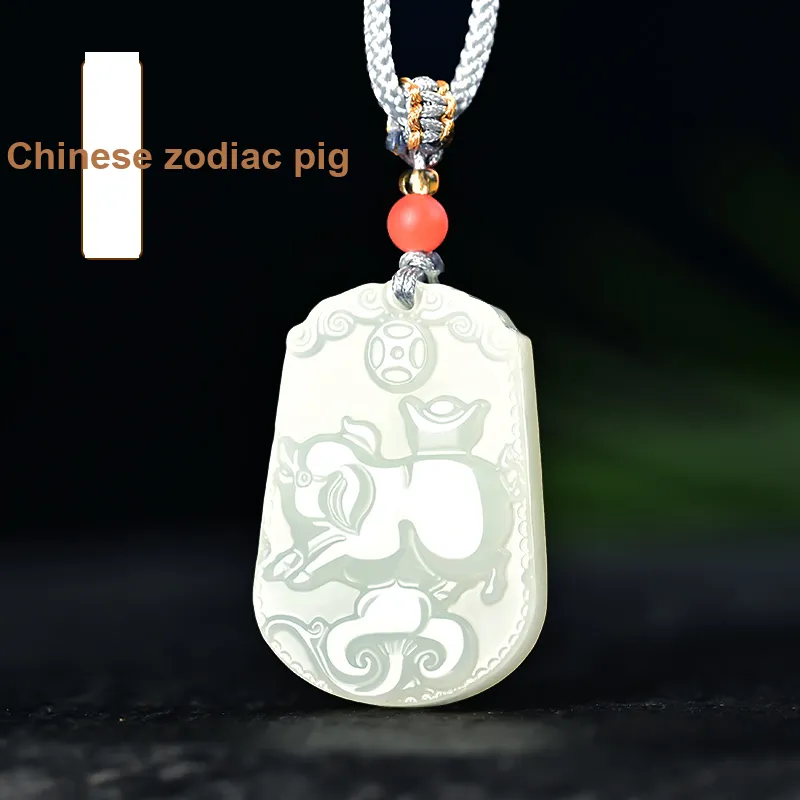 KUNYUYAO Hetian Jade Pendants Pale Greenish White Jade Unisex-68