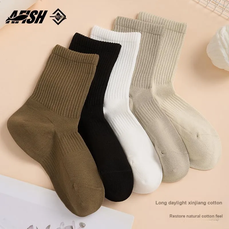 AFISH Mid Calf Socks Women's Shopping Bag 5 Pack-3