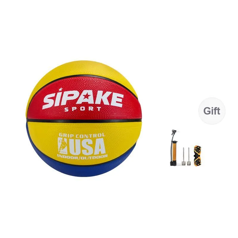 SIPAKESPORT Rubber Basketball Red Yellow Blue Size 4 5 Size Match Kids'-0