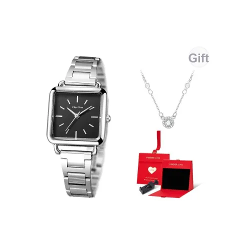 Clip Clop Кварцевый механизм нержавеющая сталь ремешок женские часы черный циферблат