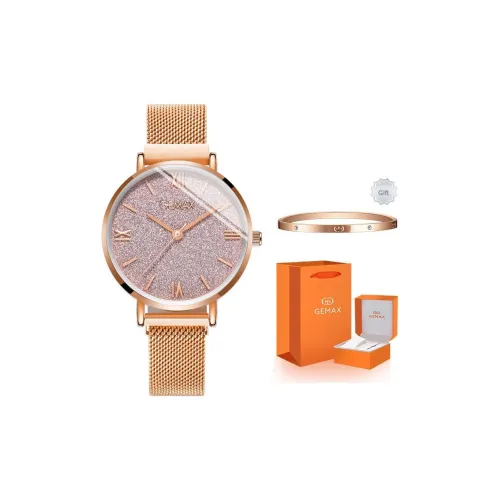 GEMAX Gypsophila Collection Наручные часы Кварцевый механизм Ремешок из нержавеющей стали Женские часы Розовый циферблат часов