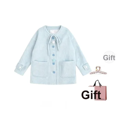 BAIDAIFEI Синий С подарками Заколка-краб + Эксклюзивная сумка для покупок Женское пальто