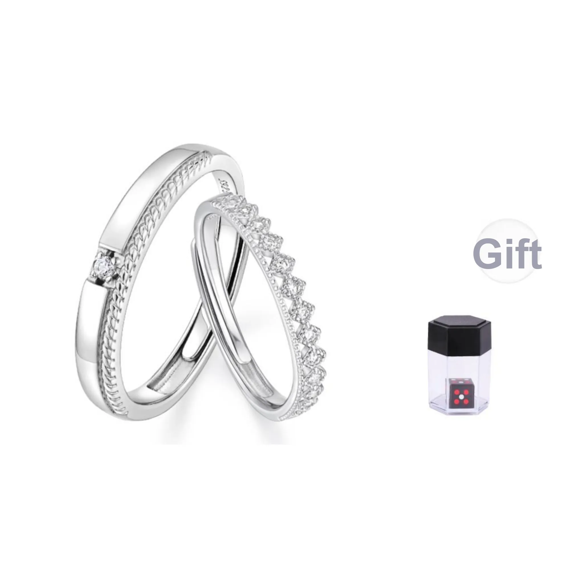 KADER 925 Sterling Silver Rings Unisex Silver white Gift Box
