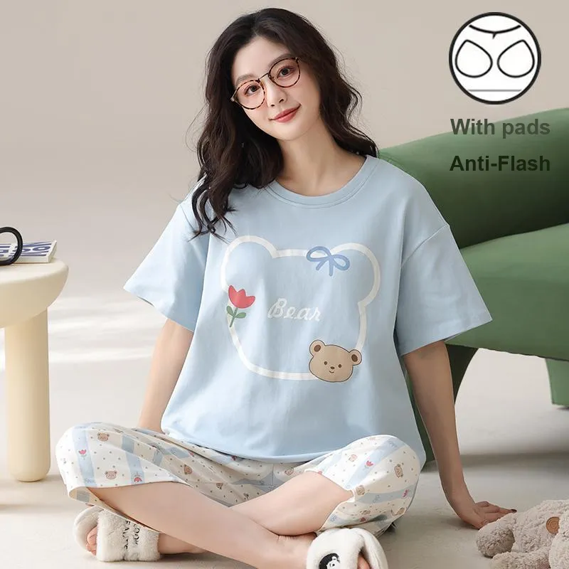CHUDUAN Pajama Set Women's Blue-3