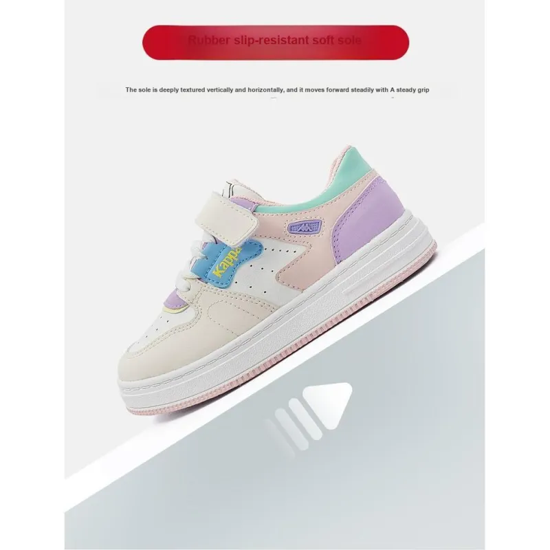 KAPPA KIDS Anti Slip Wear Resistant Low Top Kids' Skateboarding Shoes Beige White Pink Kids'-3