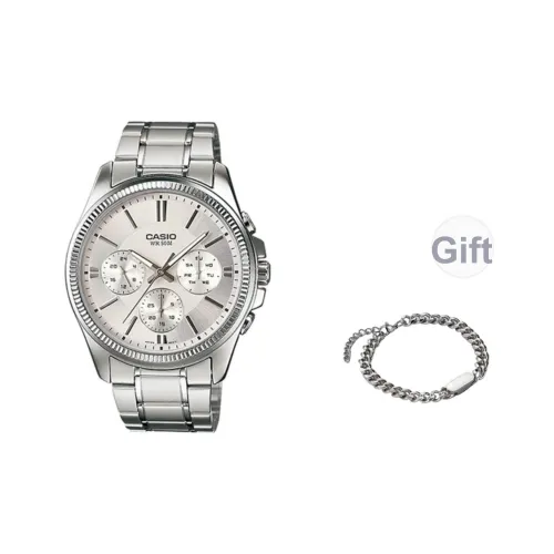 CASIO Кварцевый механизм Часы Мужские Серебристый циферблат