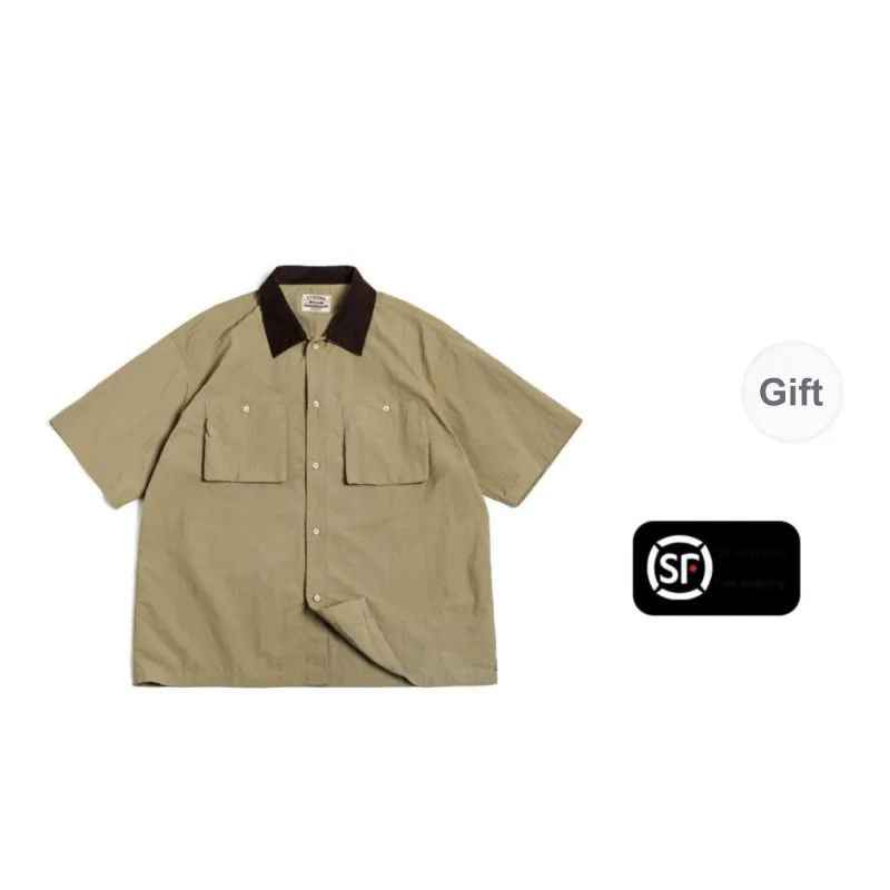 MADEN Shirts Men Khaki Green-0