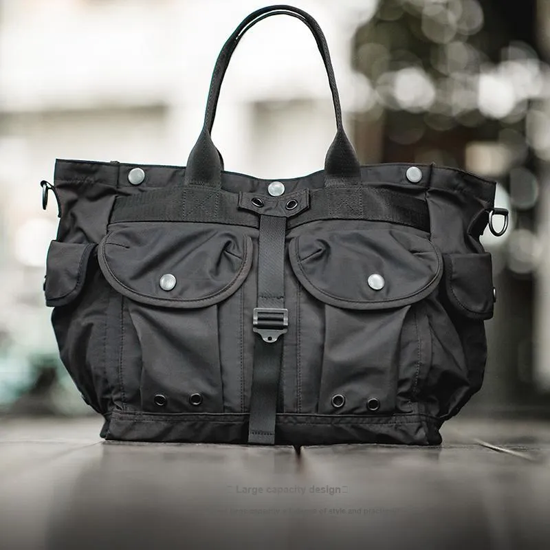 MADEN Polyester Portable Camera Crossbody Bag Laptop Bag Tote Messenger Bag Shoulder Bag Large Size Men's Black-5
