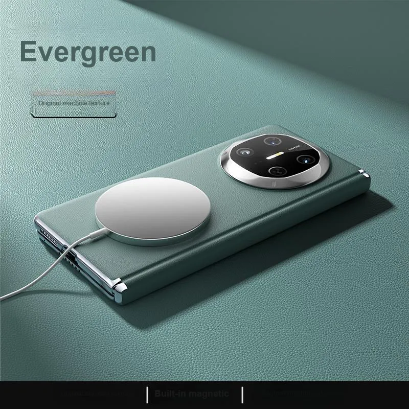 ZHUOJI Vegan Leather Material Center Axis Plain Leather Magnetic Phone Case Compatible Huawei Mate 6-21