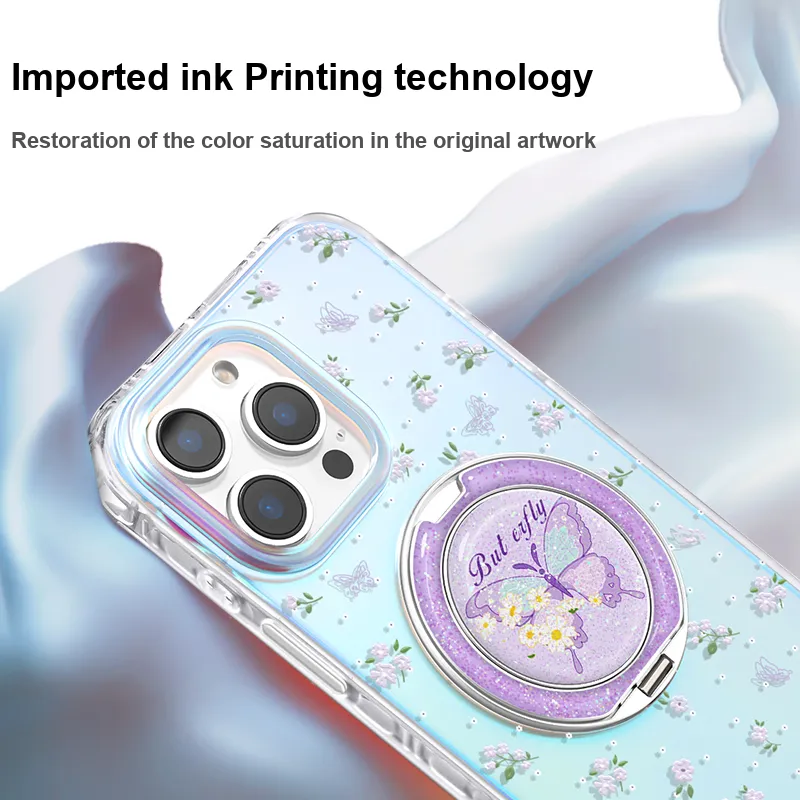 Marsfield Acrylic Material Iridescent Shell Floral Butterfly Phone Cases Compatibility Apple 16/15/14/13 Pro/Pro Max-4