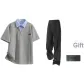 Gray Short-Sleeved+Black Pants (Includes Brooch)