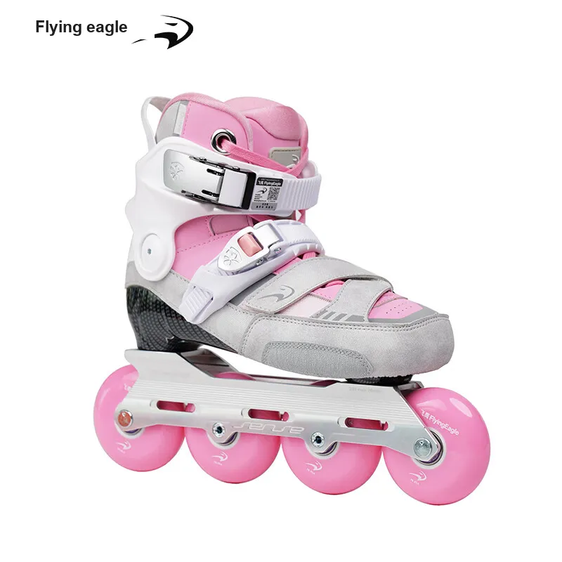 FLYING EAGLE Inline Skates Wild Street FSK City Street Racing, Trickster Drifting Unisex Gray Pink-1