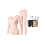Women's Crew Neck Clothing Sets (Cherry Blossom Pink) German Fleece Heating/Seamless Antibacterial
