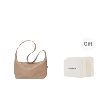 SHEPOK Cow Leather Tote Shoulder Bag Crossbody Bag Regular Unisex Cream Apricot/Black/Coffee/Ecru